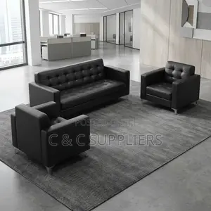 5-Seater Black Waiting Sofa