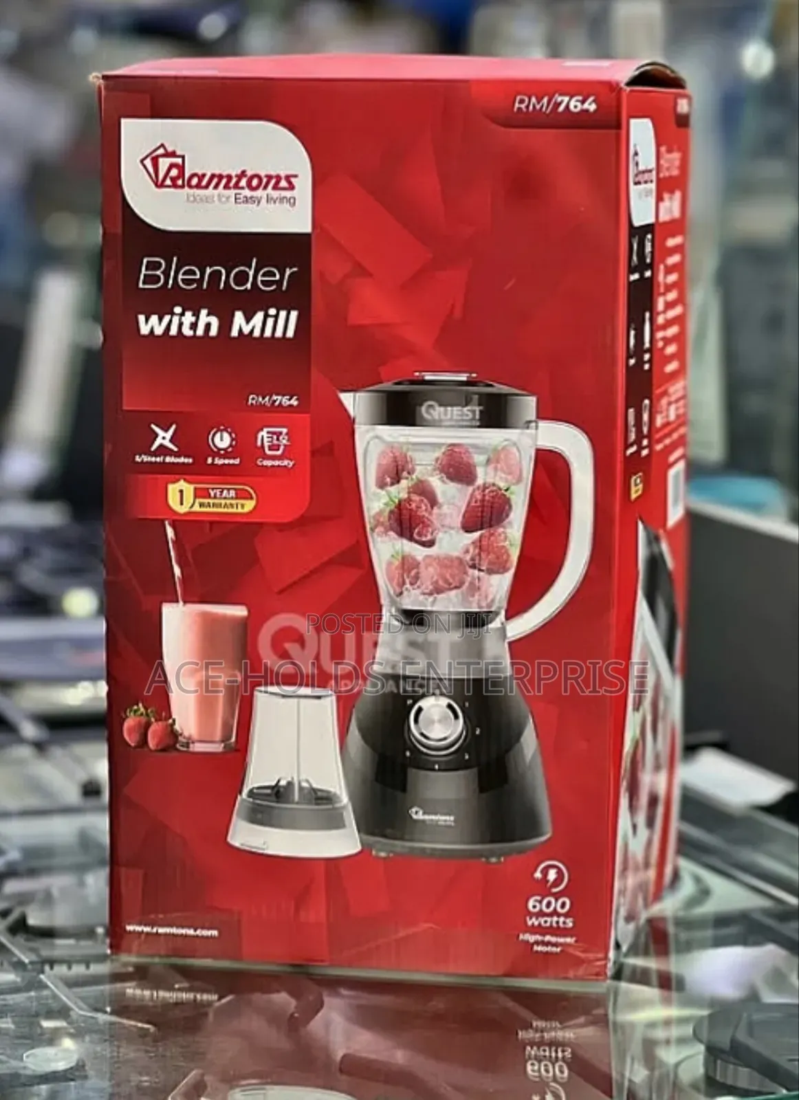 Ramtons RM/764 2-in-1 Blender With Grinder – 600W