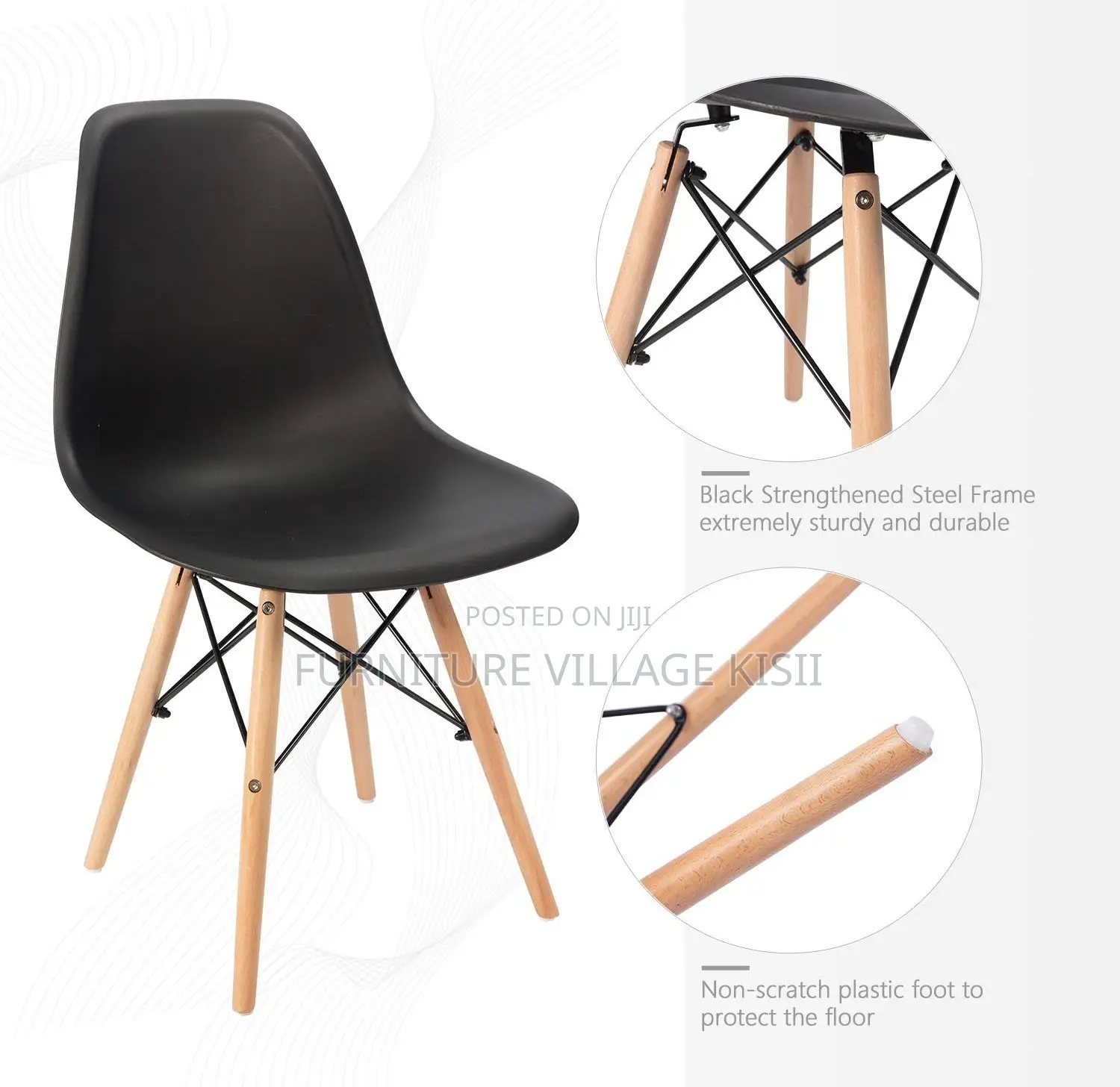 Home Furniture; Black Eames Dining Chair