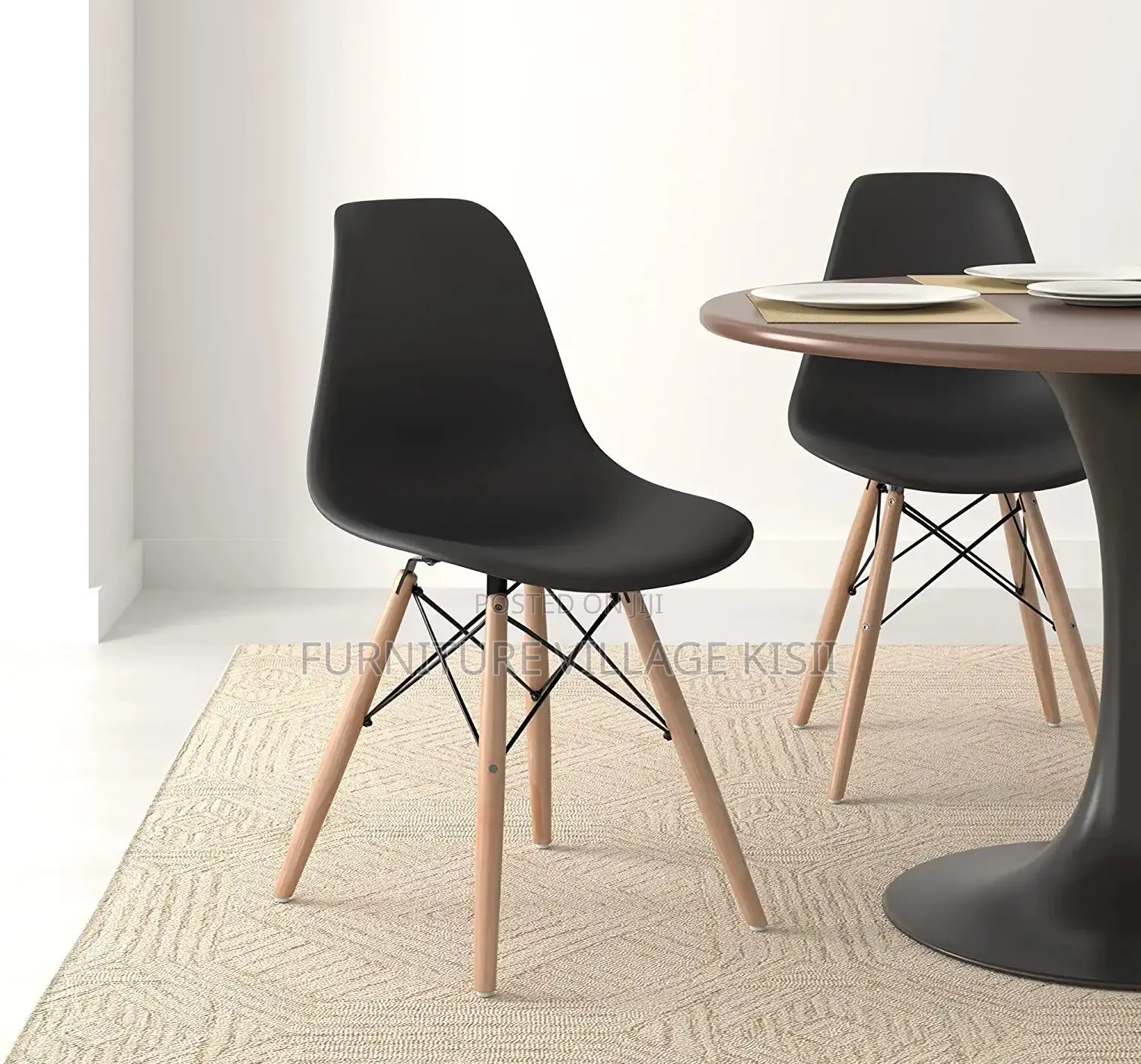 Home Furniture; Black Eames Dining Chair