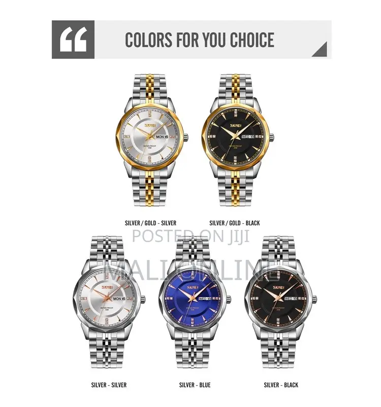 Stainless Steel Men’s Quartz Wristwatch Date Day Display SKMEI 9268
