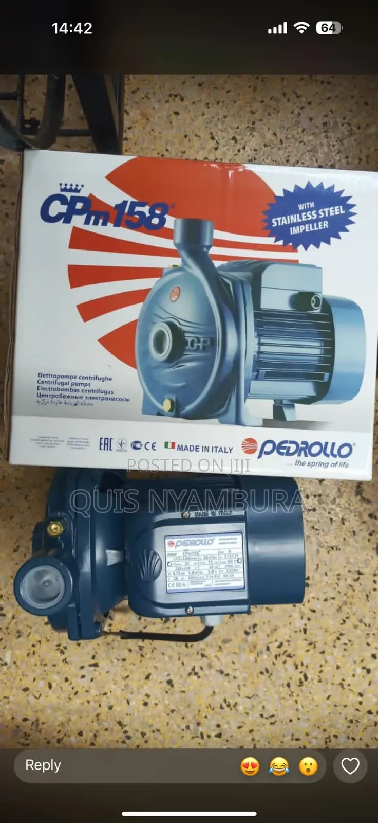 1hp Pedrollo Water Pump/ Electric Cpm158 Pedrollo Pump