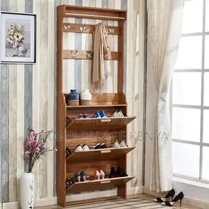 Shoe Rack; Modern Wooden Three Drawer Shoe Rack for Home Storage