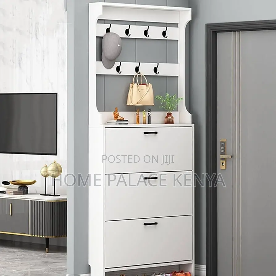 Shoe Rack; Modern Wooden Three Drawer Shoe Rack for Home Storage