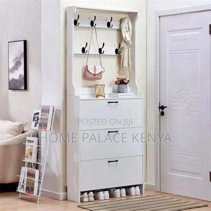 Shoe Rack; Modern Wooden Three Drawer Shoe Rack for Home Storage