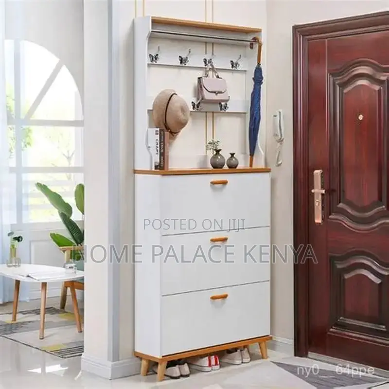 Shoe Rack; Modern Wooden Three Drawer Shoe Rack for Home Storage