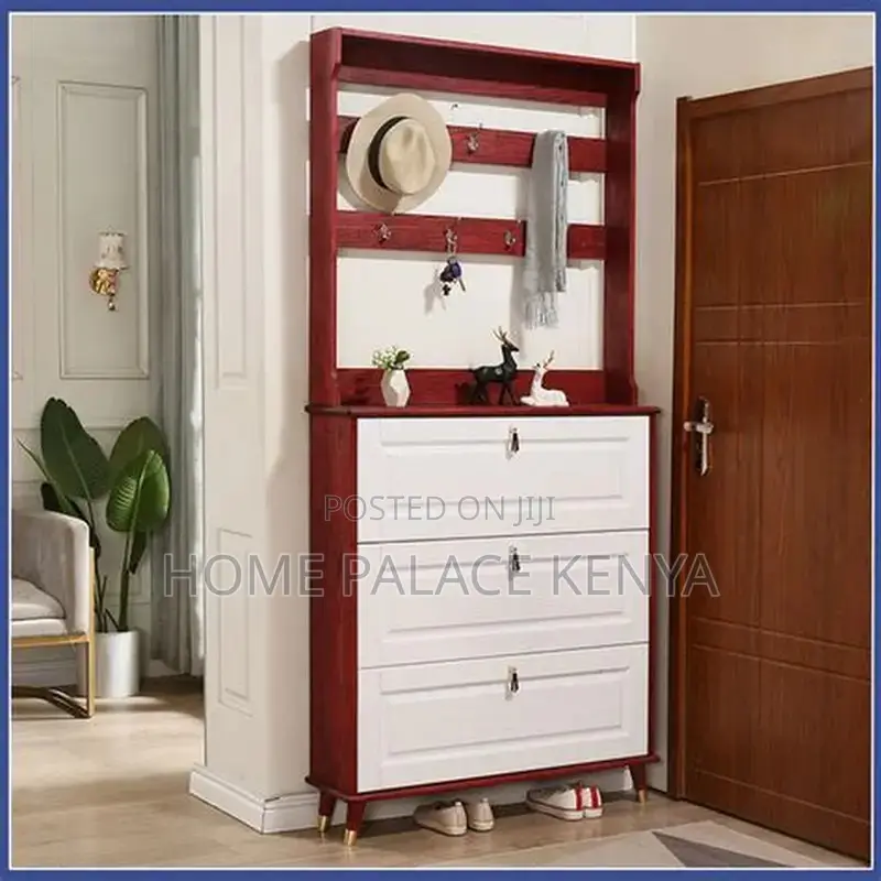 Shoe Rack; Modern Wooden Three Drawer Shoe Rack for Home Storage