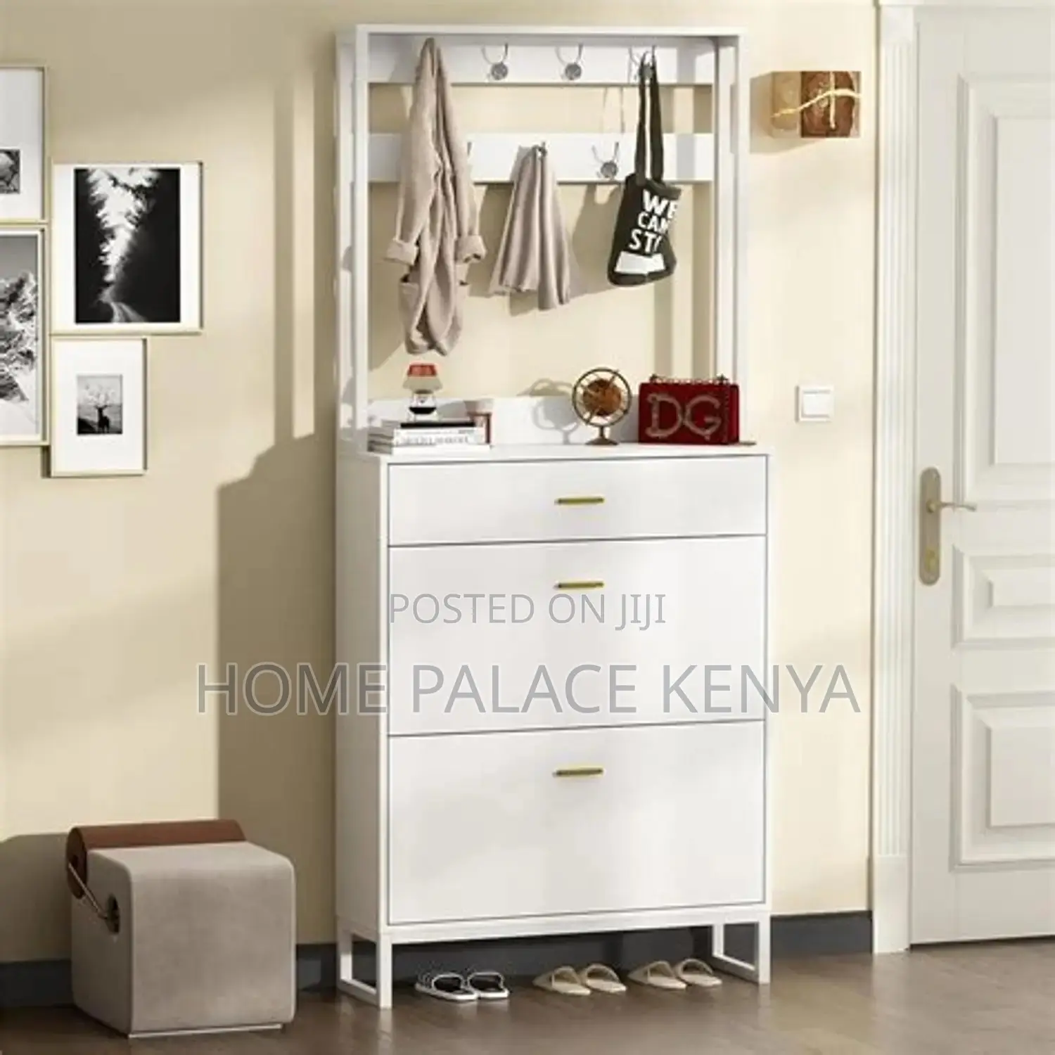 Shoe Rack; Modern Wooden Three Drawer Shoe Rack for Home Storage