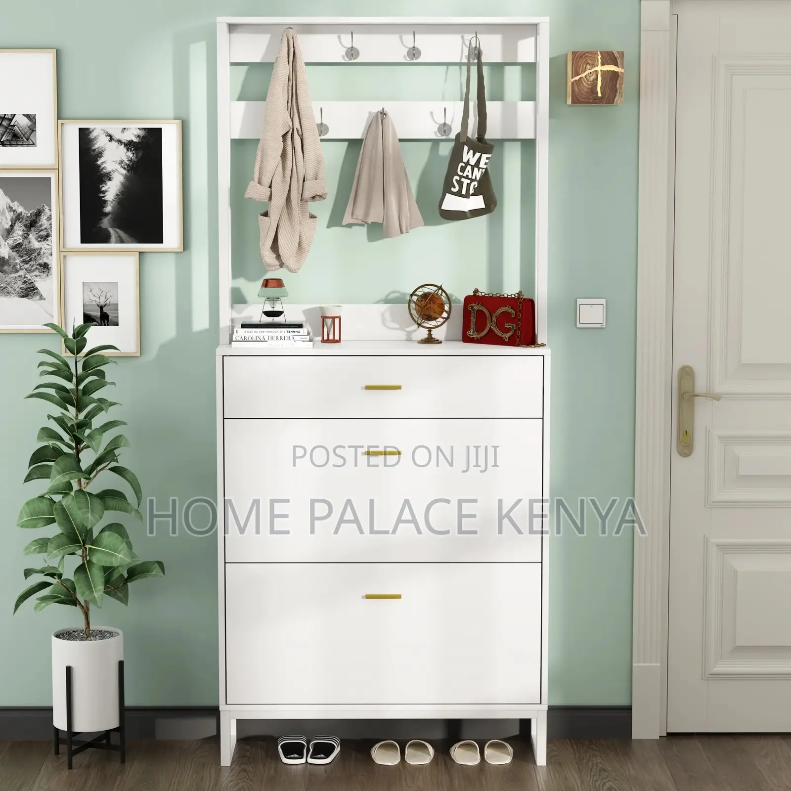 Shoe Rack; Modern Wooden Three Drawer Shoe Rack for Home Storage