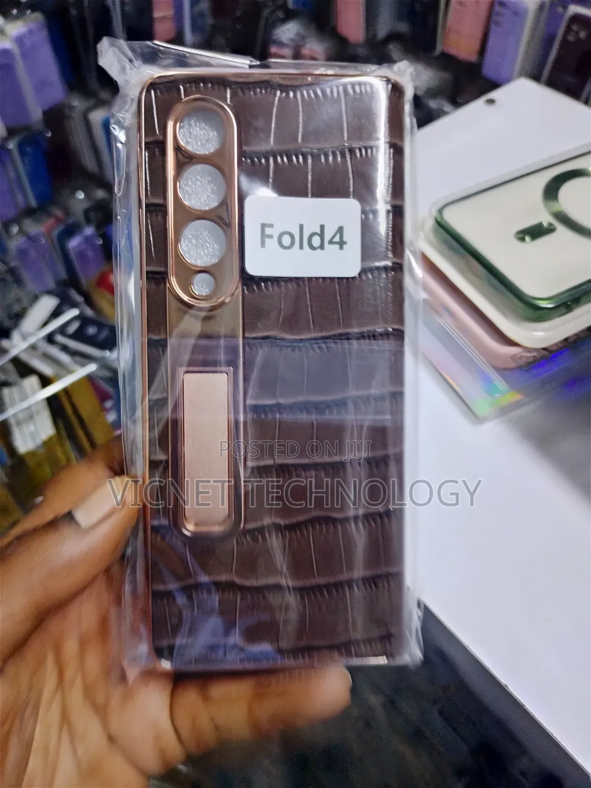 Samsung Fold 3 Leather Back Case With Kickstand