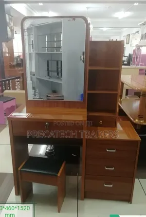 Brown Dressing Table With Sliding Mirror