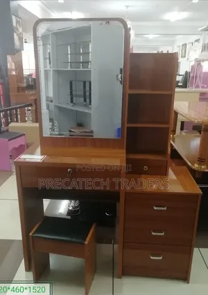 Brown Dressing Table With Sliding Mirror