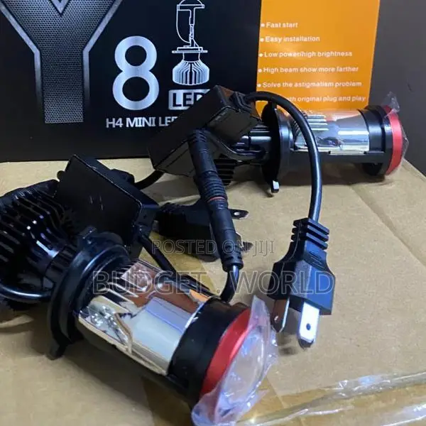 Y8 H4 LED Headlamp Bulbs – White Light Projector Lens
