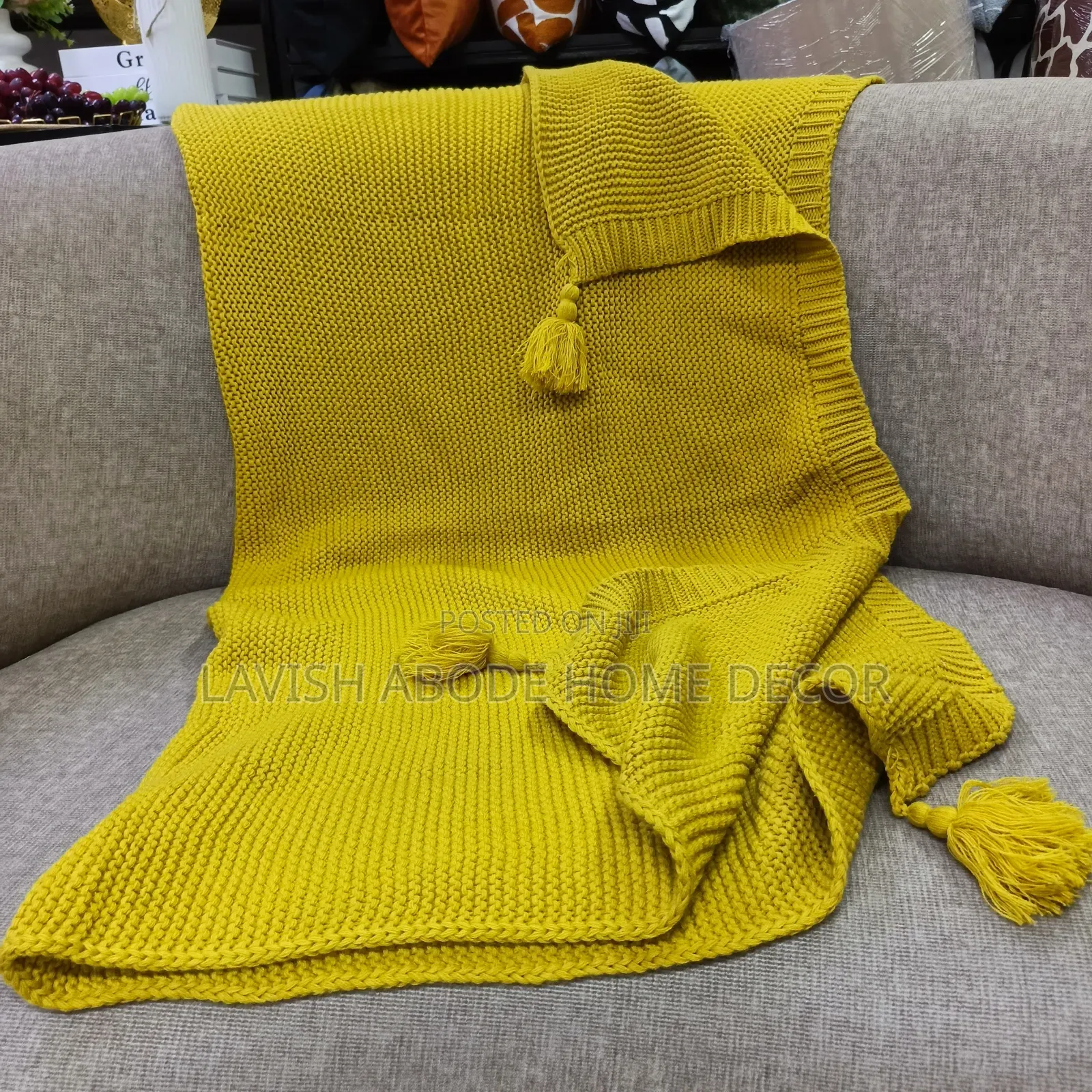 Mustard Yellow Throw Blanket – Elegant Home Décor