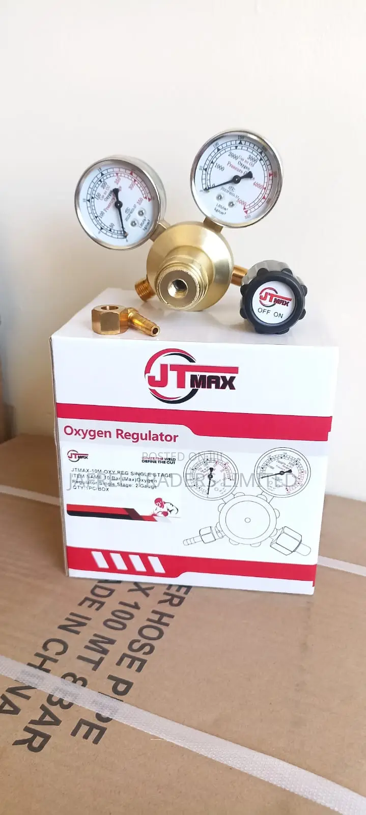 Oxygen Regulator-Single Stage 2 Guage-Jtmax Brand10 Bar (Max)