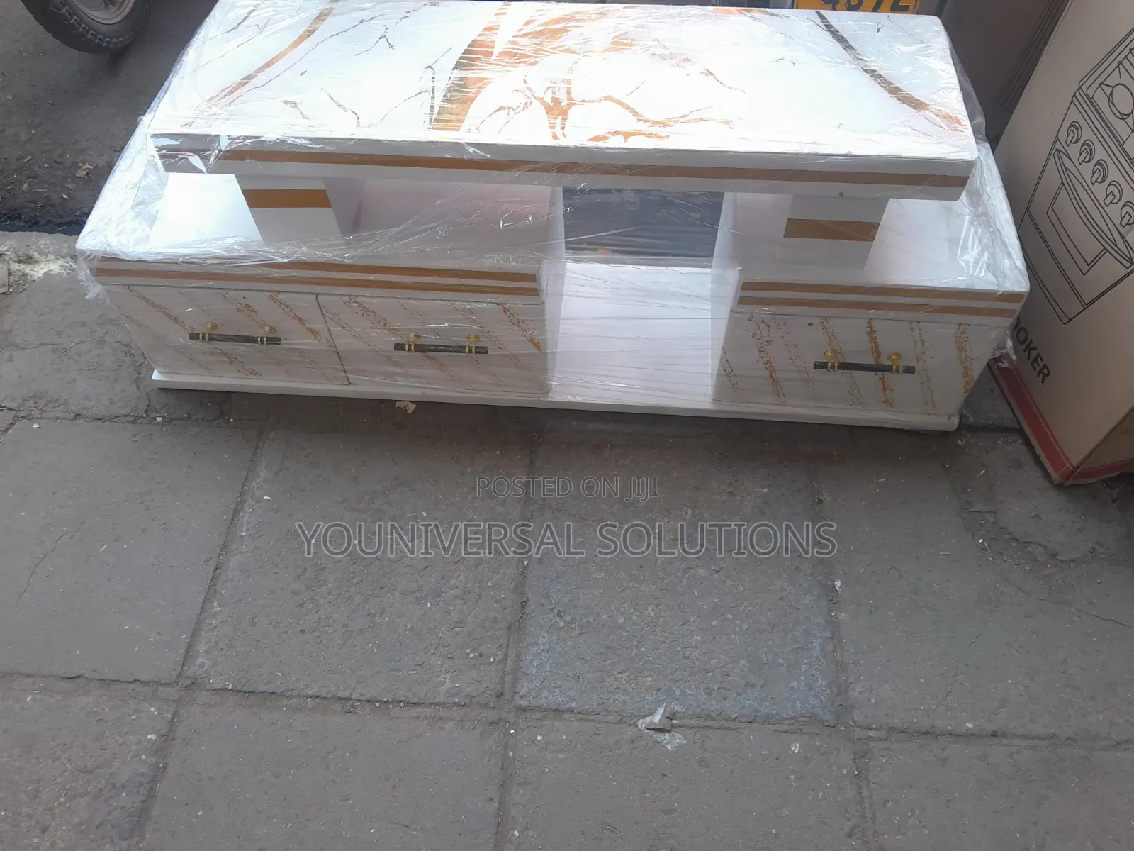Executive 1 Light TV Stand With Marble Top and Light