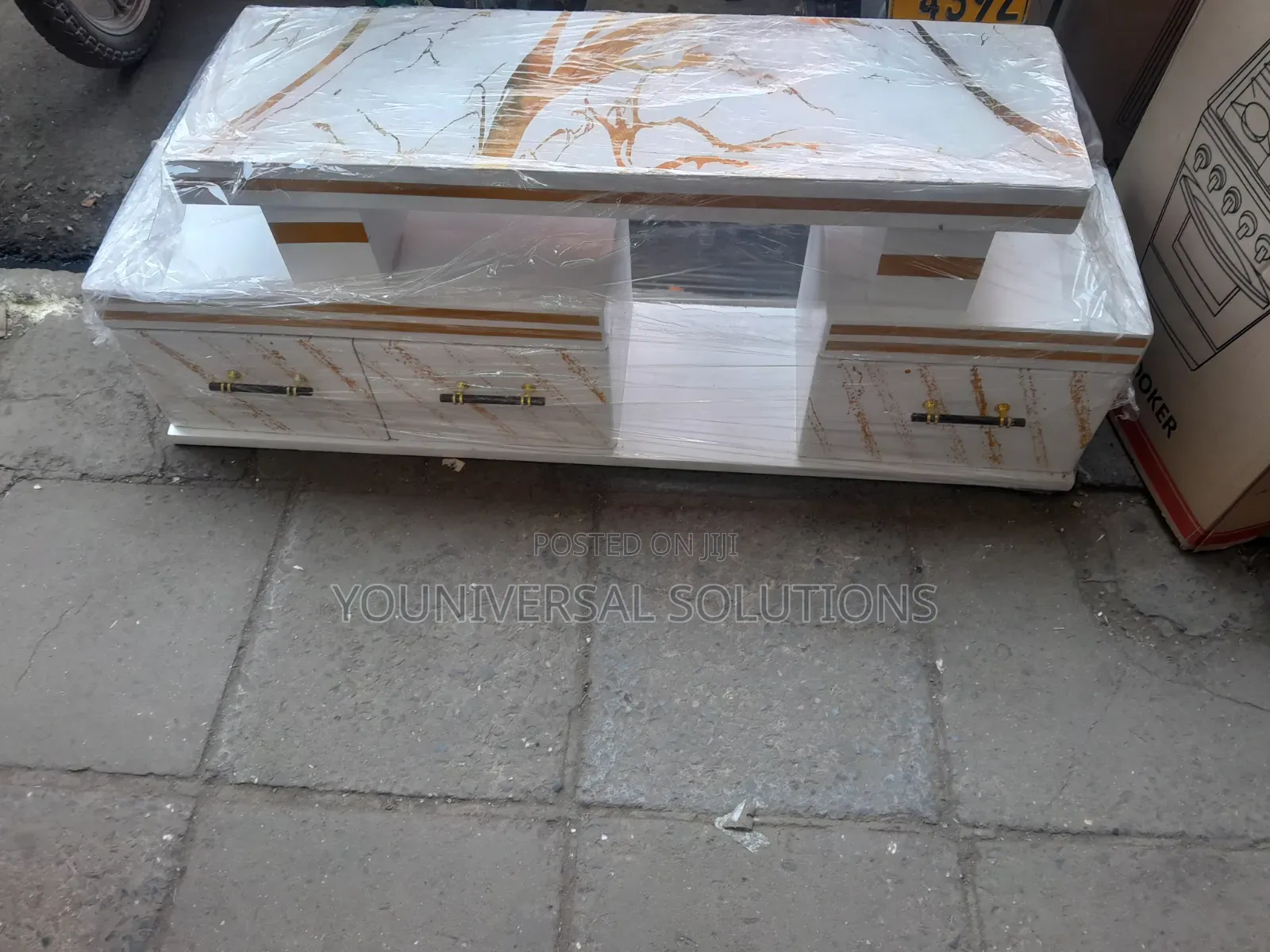 Executive 1 Light TV Stand With Marble Top and Light