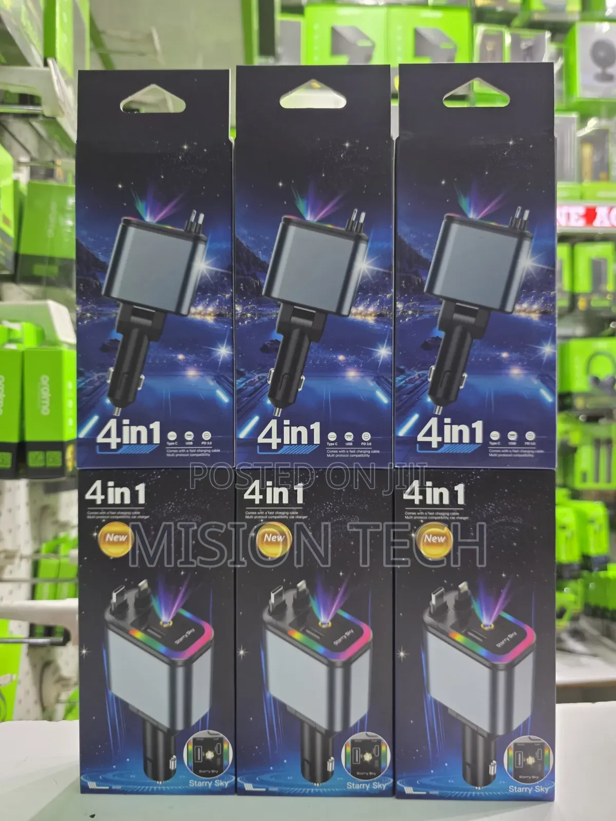 4-in-1 Retractable Car Charger* 