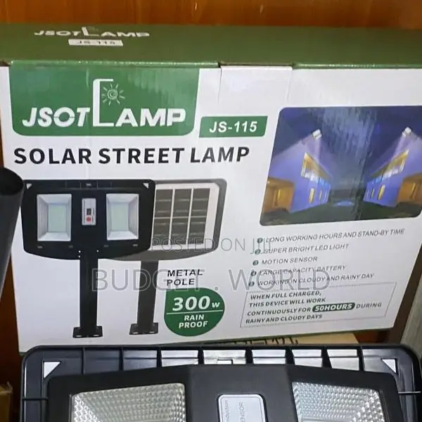 JSOT JS-115 300W Solar Street Lamp With Metal Pole – Outdoor LED Light