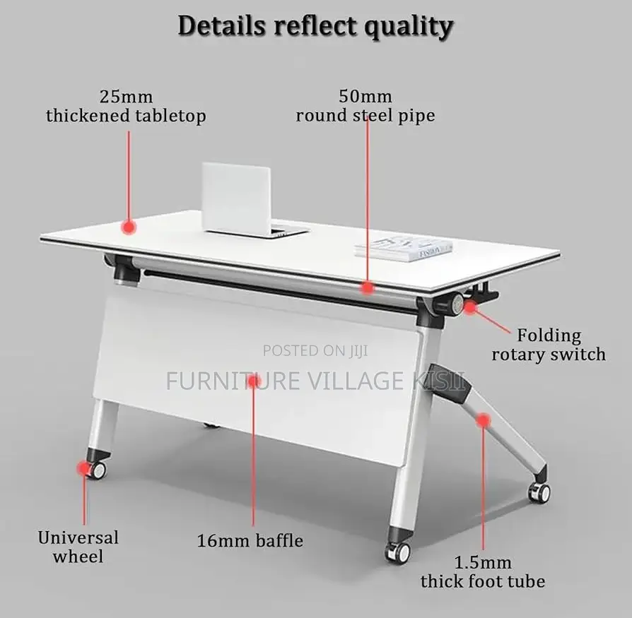 Office Table; White 1.2M Foldable Conference Table