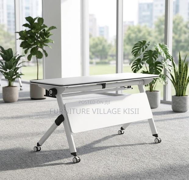 Office Table; White 1.2M Foldable Conference Table - thumbnail 3