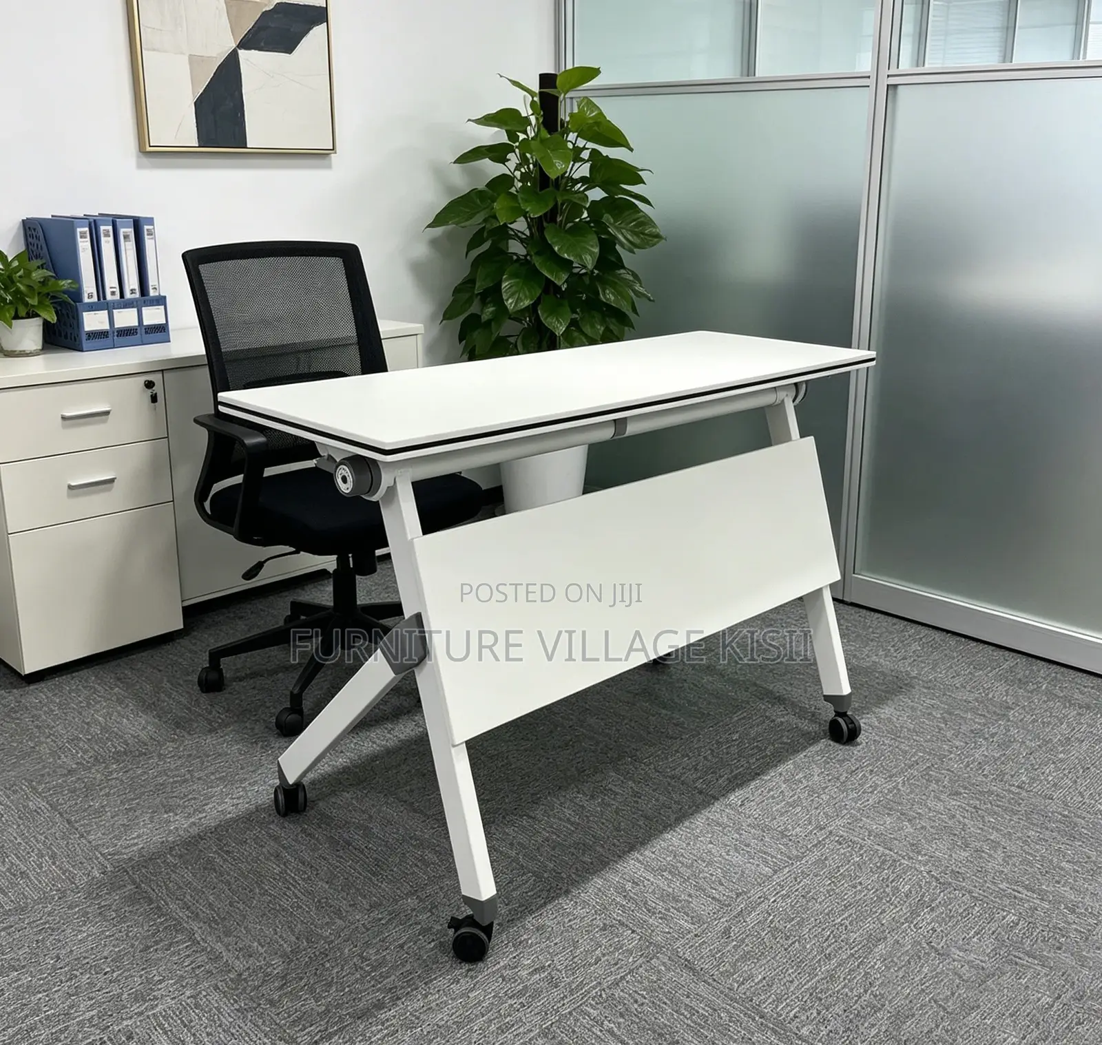 Office Table; White 1.2M Foldable Conference Table