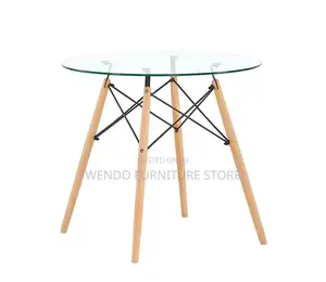 Home Tables; Round Eames Table With Glass Top