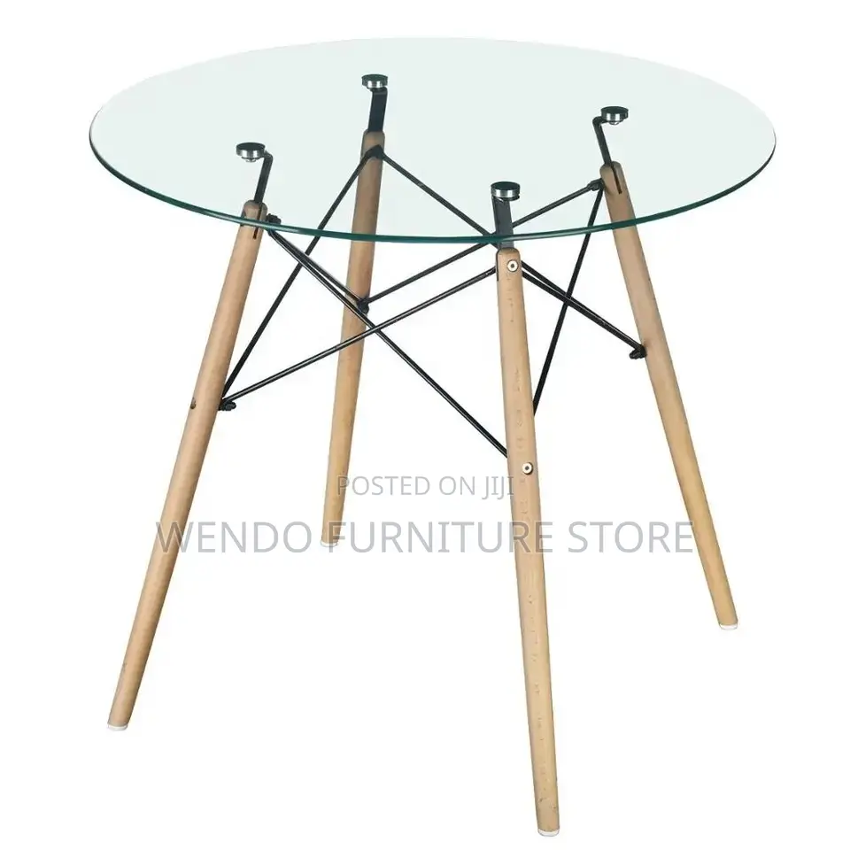 Home Tables; Round Eames Table With Glass Top