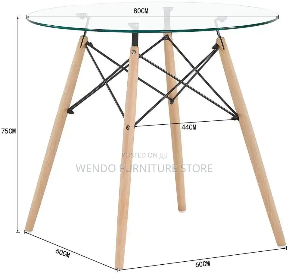 Home Tables; Round Eames Table With Glass Top