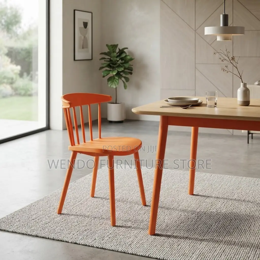 Dining Chairs; Colored Brown Armless Strong Plastic Chairs