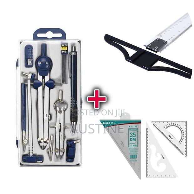 Complete Technical Drawing Set Set, T-Square & Set Square