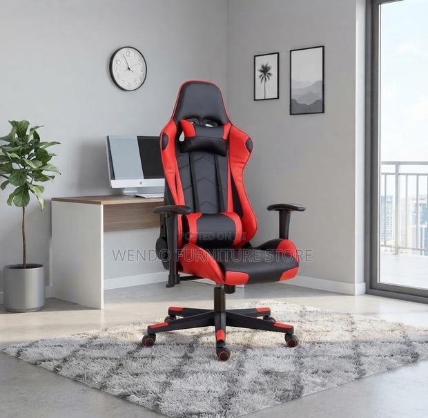 Office Chairs; Red-Black Colored Recliner Gaming Leather Chairs