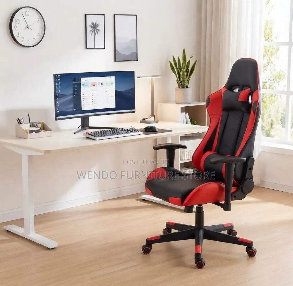 Office Chairs; Red-Black Colored Recliner Gaming Leather Chairs