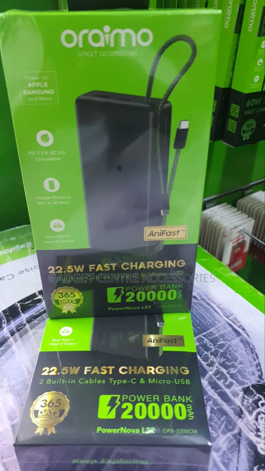 Oraimo 22.5w Fast Charge 20000mah Power Bank,power Nova L22