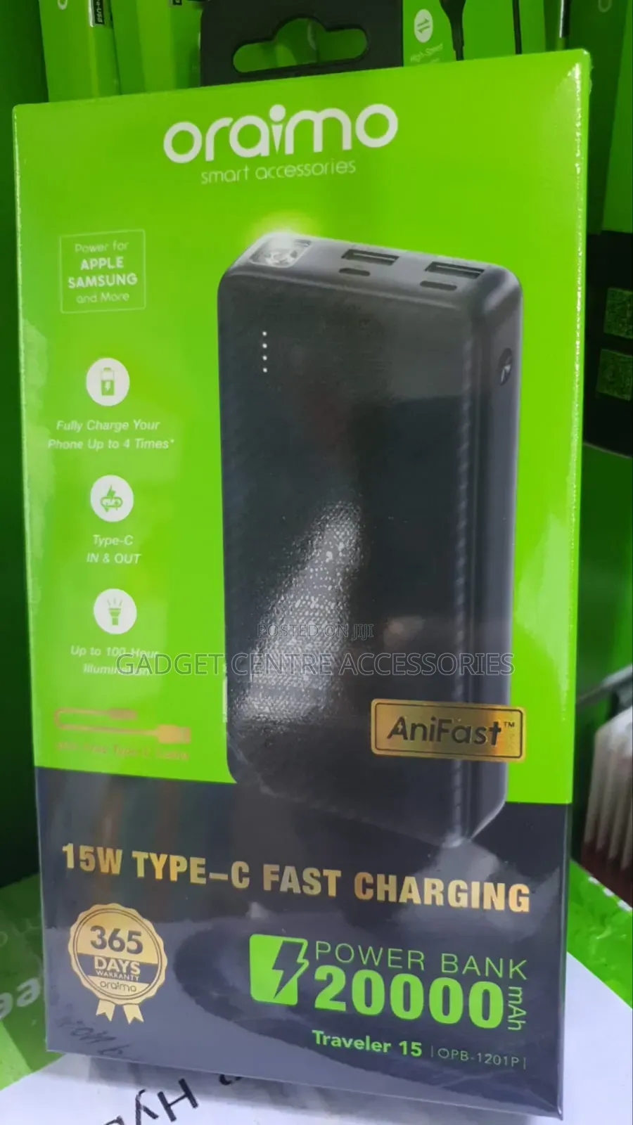 Oraimo 15w Fast Charging Power Bank, Traveller 15,20000mah