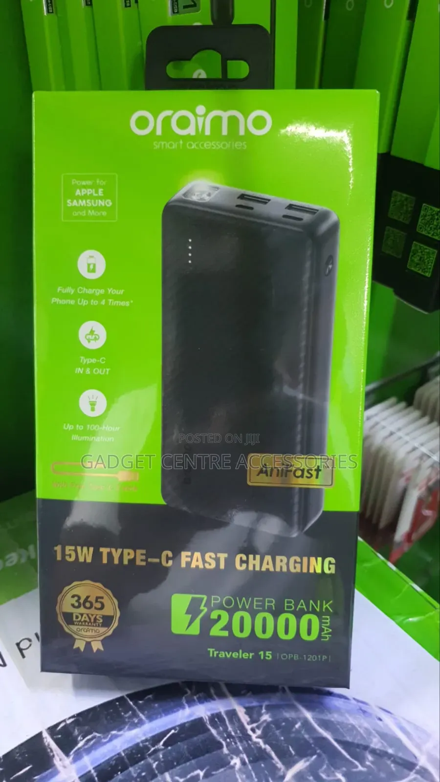 Oraimo 15w Fast Charging Power Bank, Traveller 15,20000mah