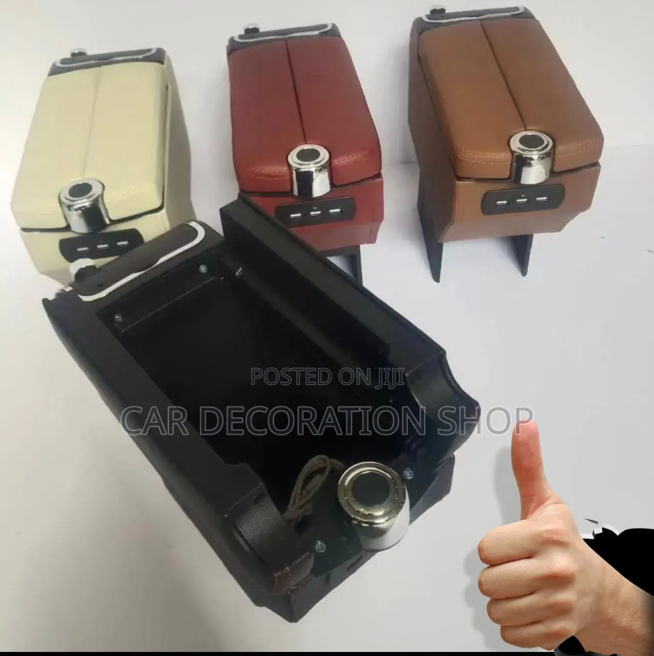 Double Layer Storage Compartment With Dual Opening Lid Armrest Console