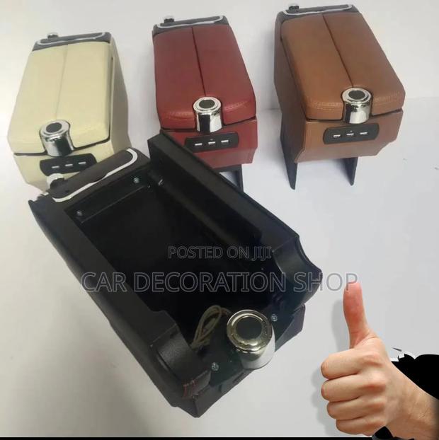 Double Layer Storage Compartment With Dual Opening Lid Armrest Console - thumbnail 2