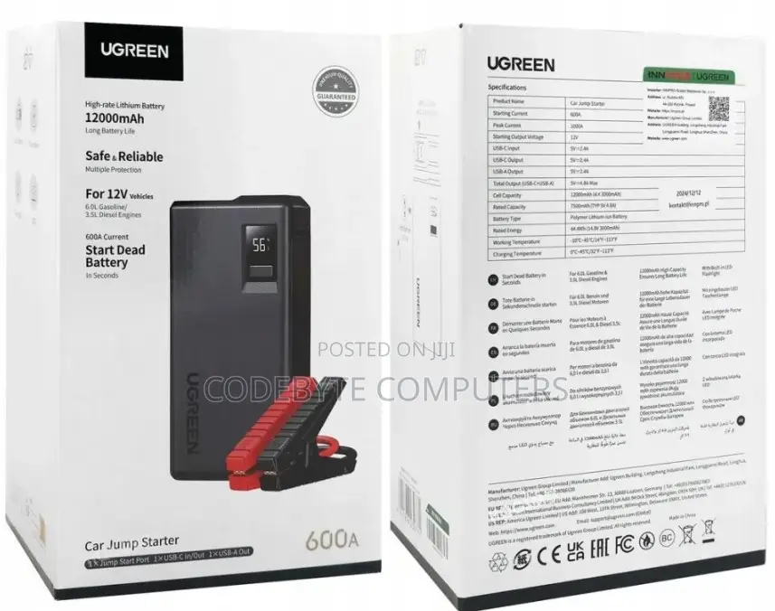 Ugreen 12000mah Jump Starter Power Pack -Es702