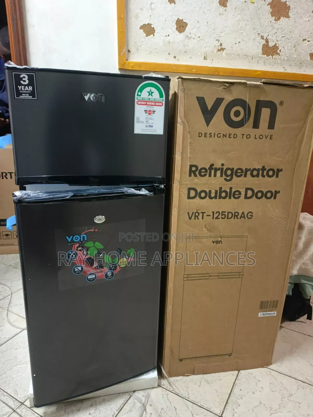 125litres Von Double Door Refrigerator