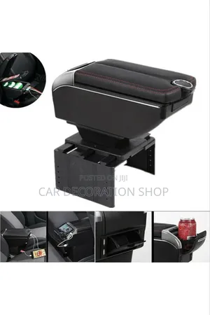 Double Layer Storage Compartment With Dual Opening Lid Armrest Console