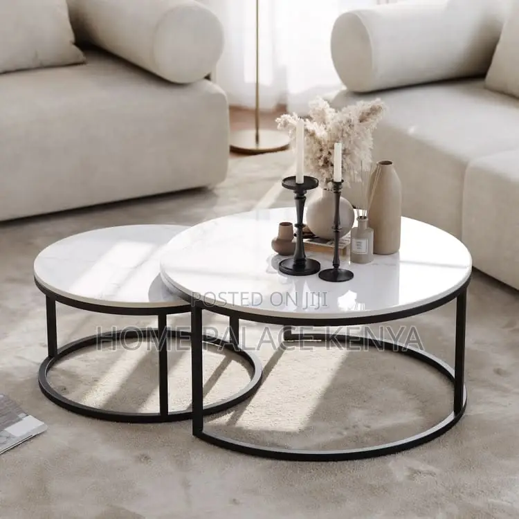 Coffee Tables; Space-Saving Nesting Coffee Tables With Metal Legs