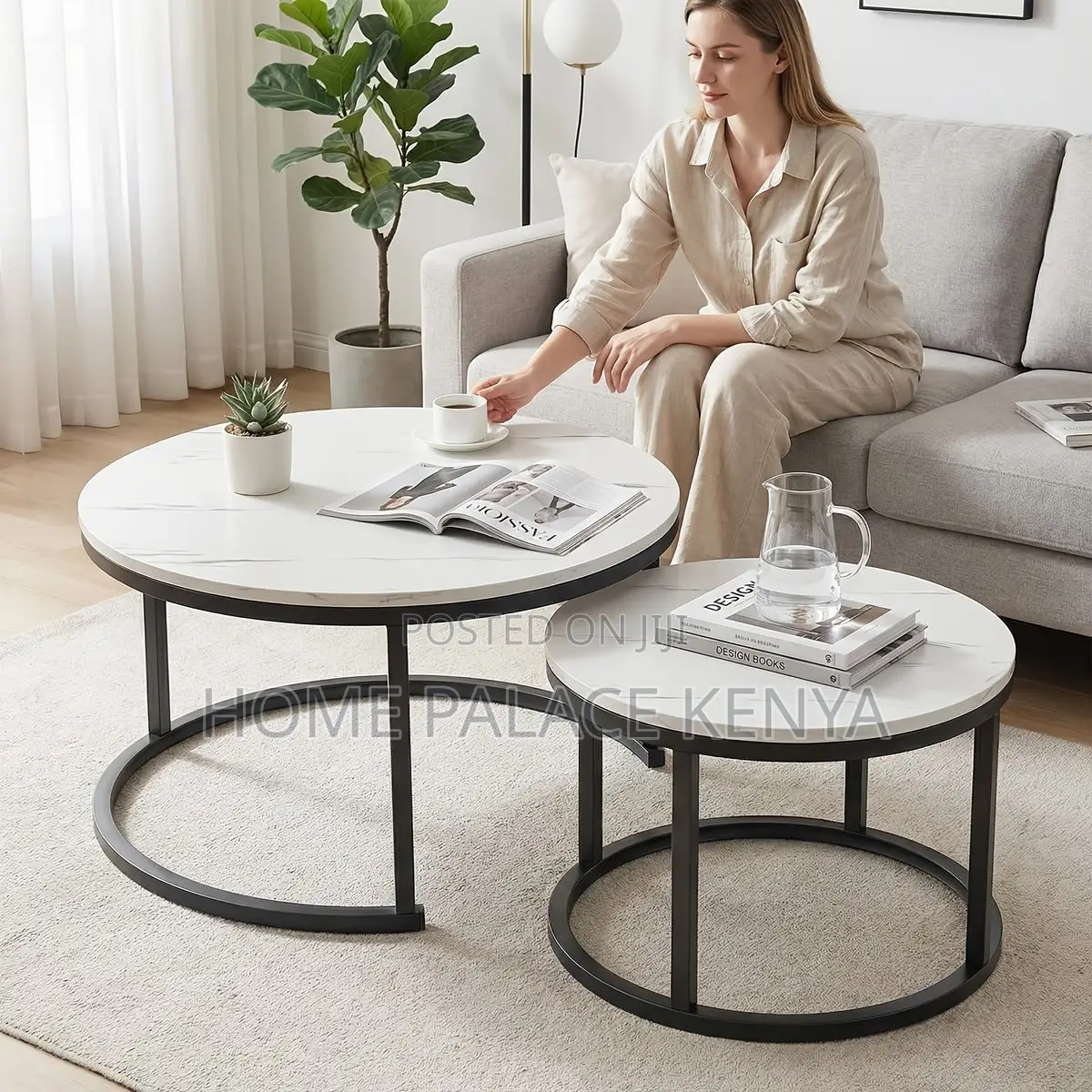 Coffee Tables; Space-Saving Nesting Coffee Tables With Metal Legs