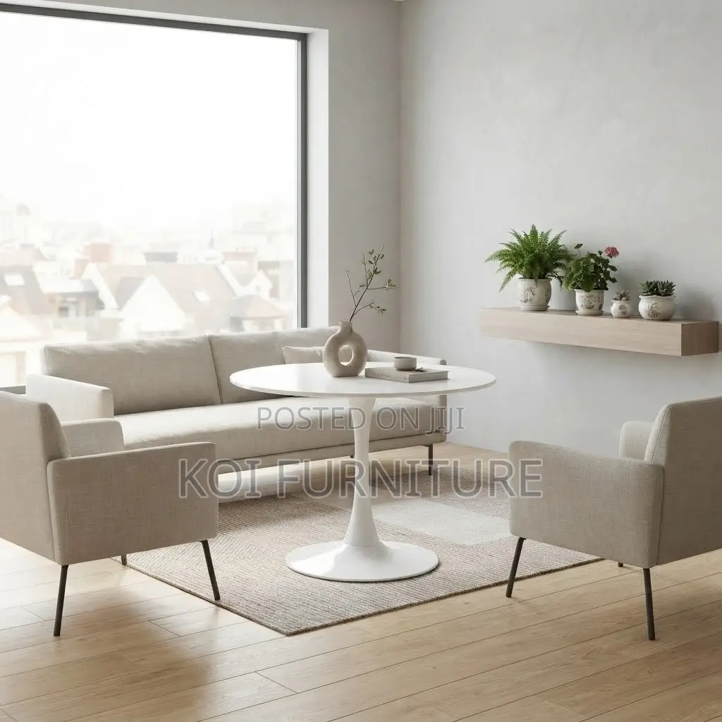 Cofffee Table; Round White Center Piece Home Office Marble Table