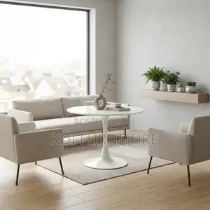 Cofffee Table; Round White Center Piece Home Office Marble Table