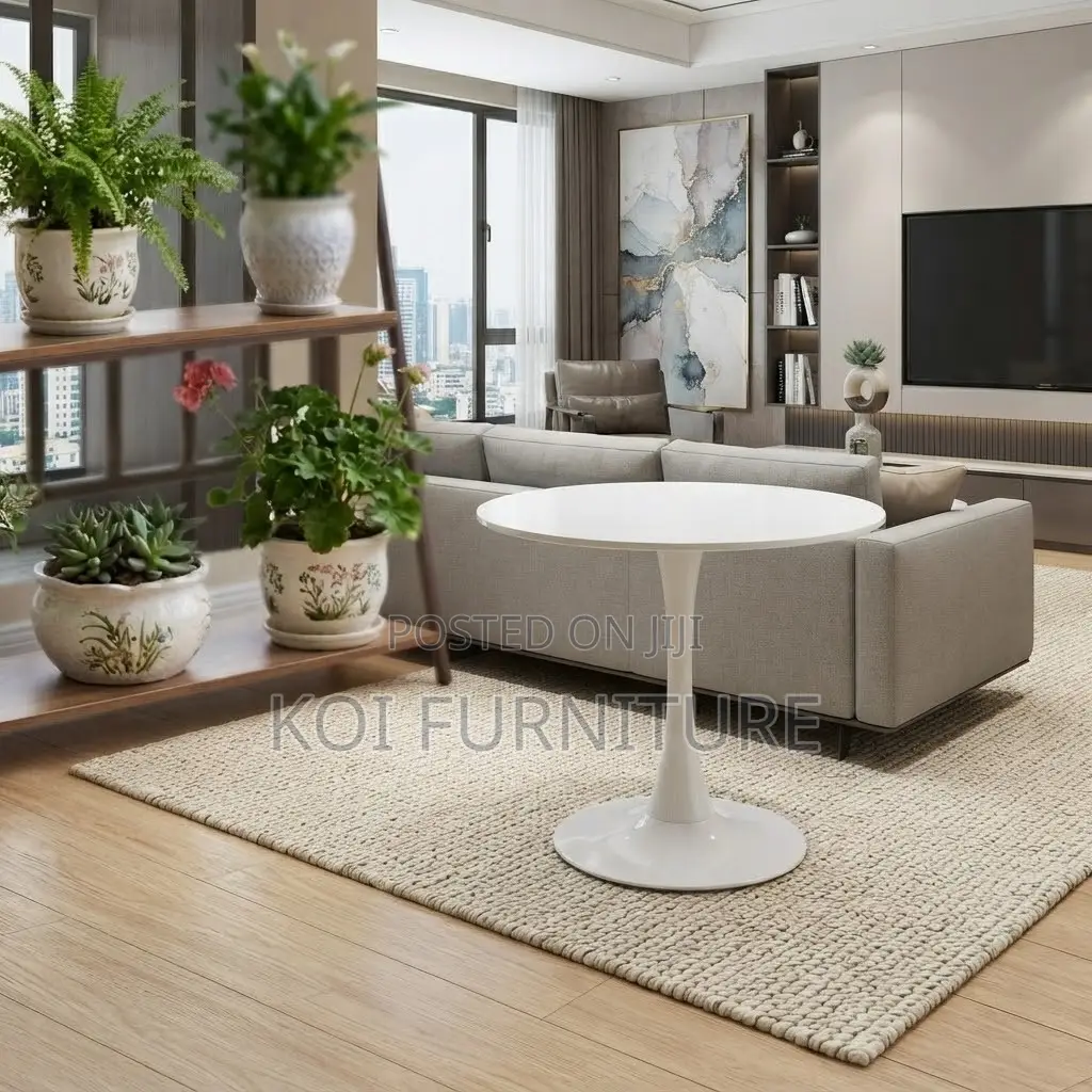 Cofffee Table; Round White Center Piece Home Office Marble Table