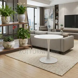 Cofffee Table; Round White Center Piece Home Office Marble Table
