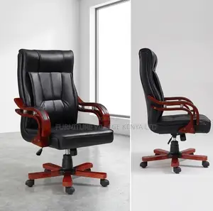 Office Chair; Leather-Wooden Adjustable Bliss Office Chair