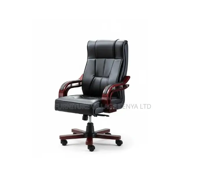 Office Chair; Leather-Wooden Adjustable Bliss Office Chair
