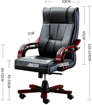Office Chair; Leather-Wooden Adjustable Bliss Office Chair